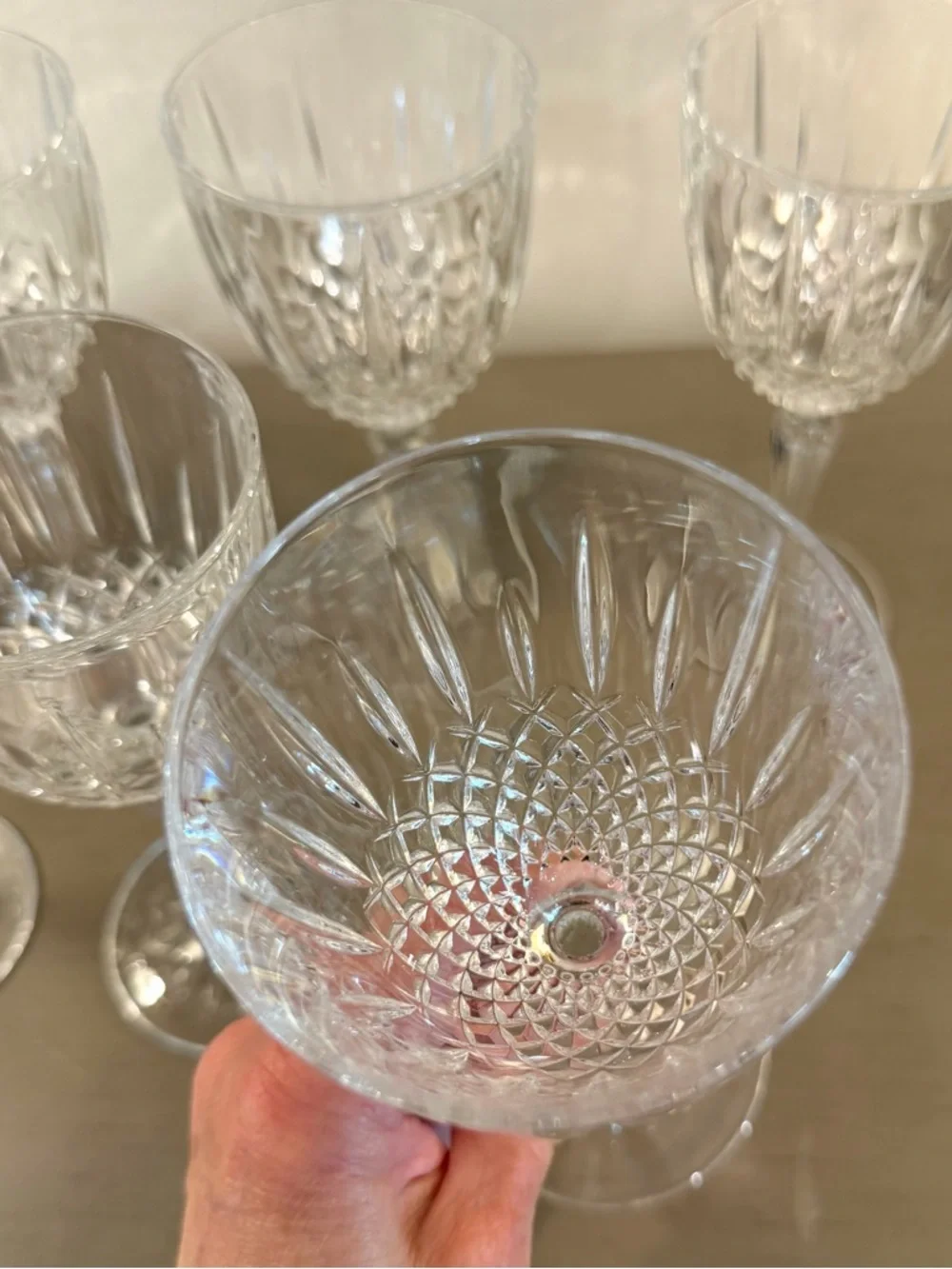 Vintage Set Of 7 Cristal D'Arques Durand Longchamp Crystal Wine Glasses 6oz